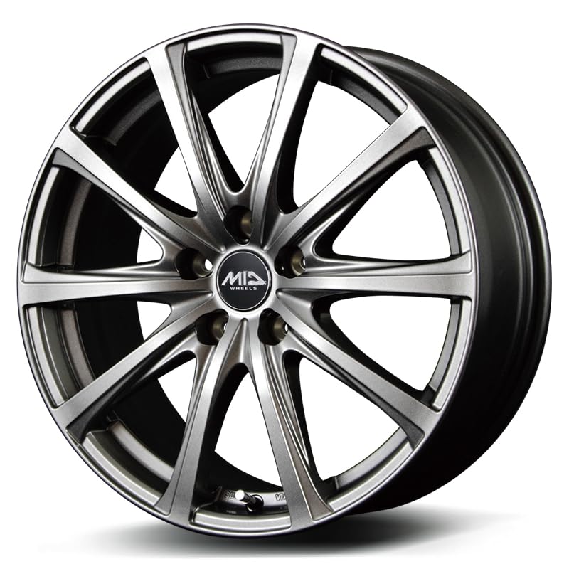 15インチ V25 4.5J+45 4H-100 ホイール 4本 シルバー N-BOX N-WGN タント アルト 業販 : MID ユーロスピード V25 ホイール メタリックグレー 14
