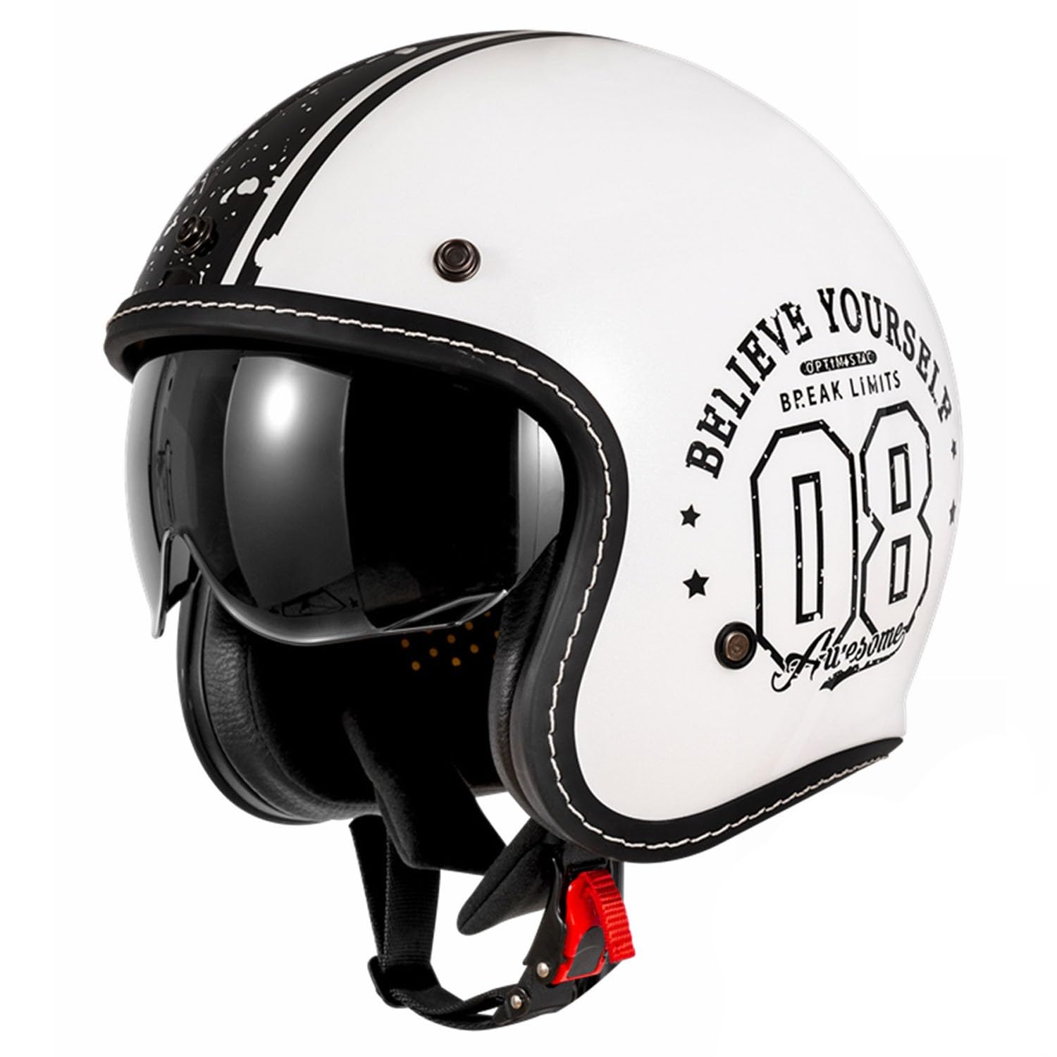 Casco De Motocicleta Abiertos ECEDOT Homologado Medio Casco Protector con Visera Cascos Jet De Estilo Vintage Cascos Half-Helmet para Hombres Y Mujeres