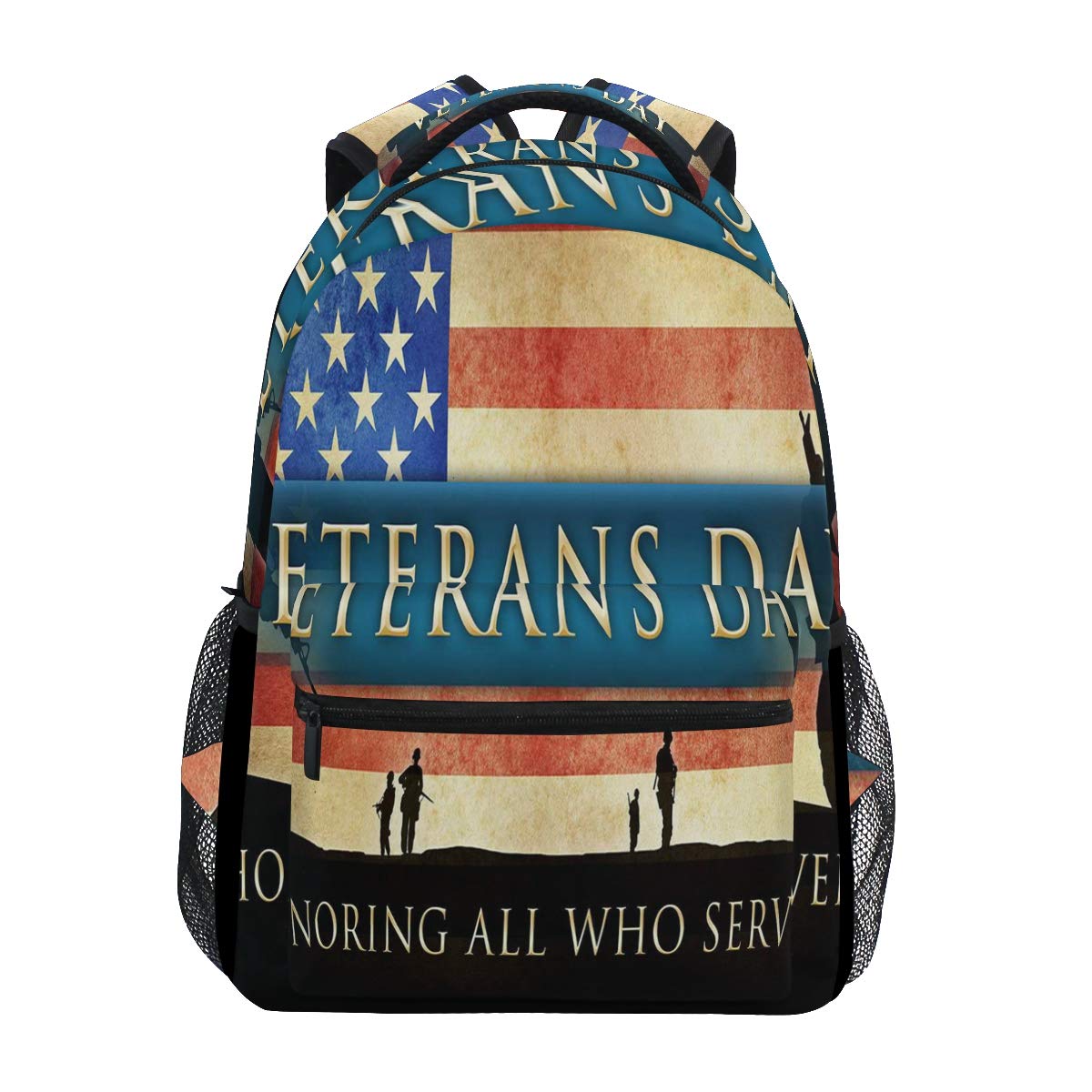 Women/Man Canvas Backpack Trendy Veterans Day Background Vintage College Daypack Travel Rucksack Gym Bag fof Youth