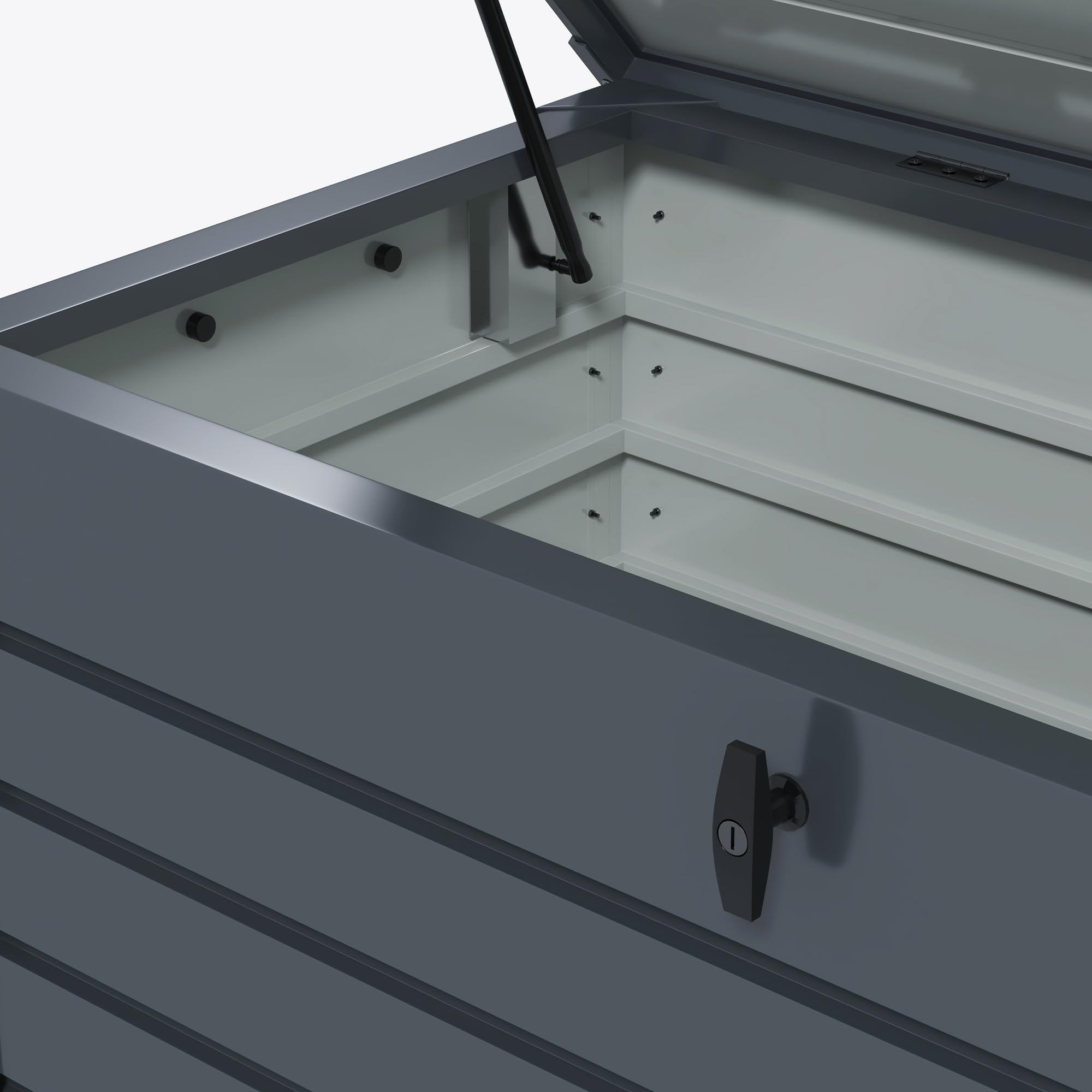 Outsunny Coffre de rangement extérieur 311L acier galvanisé roulettes vérin gaz poignée jardin 120x62x66 cm gris