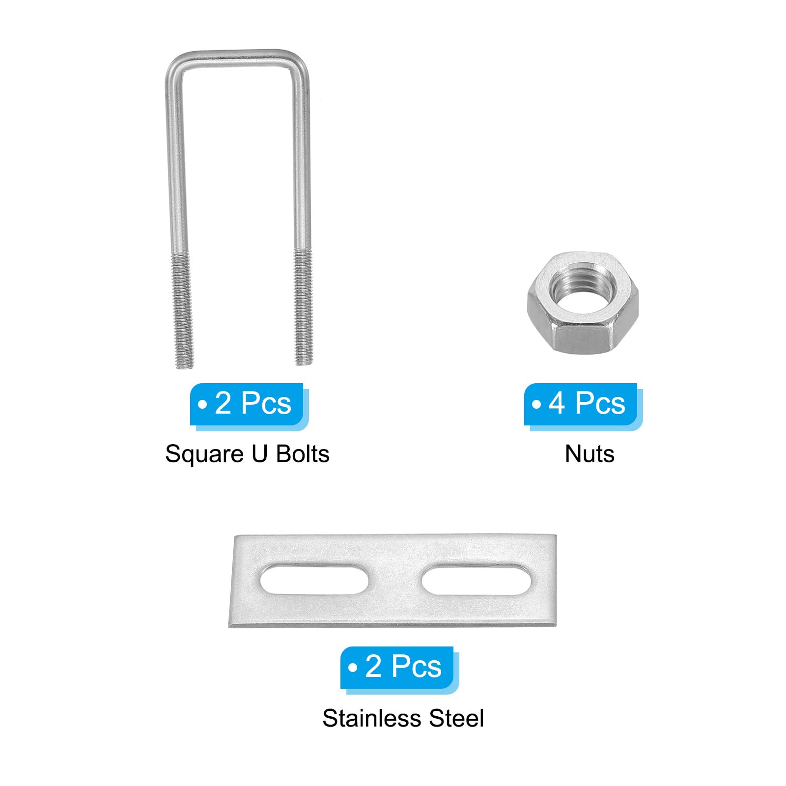 PATIKIL M6x30x95mm Square U-Bolts Kit - Image 3