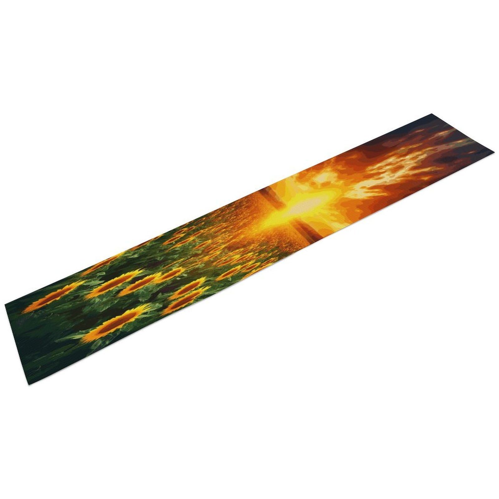 Dreamlike Sunset of A Sunflower Field Table Runner Personality Patterned Linen Table Runner Wrinkle Resistant Tablemat Country Rustic Farmhouse Tables Runners Kitchen Dining Table Decoration
