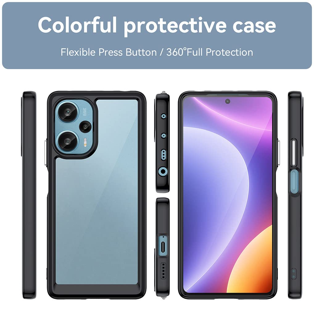 SEAHAI Custodia Per Xiaomi POCO F5 5G - Cover Ultra Sottile In Vetro Temperato 9H Con Fantasia Stellare, Paraurti In TPU Morbido, Antigraffio, Supporta Ricarica Wireless - 2