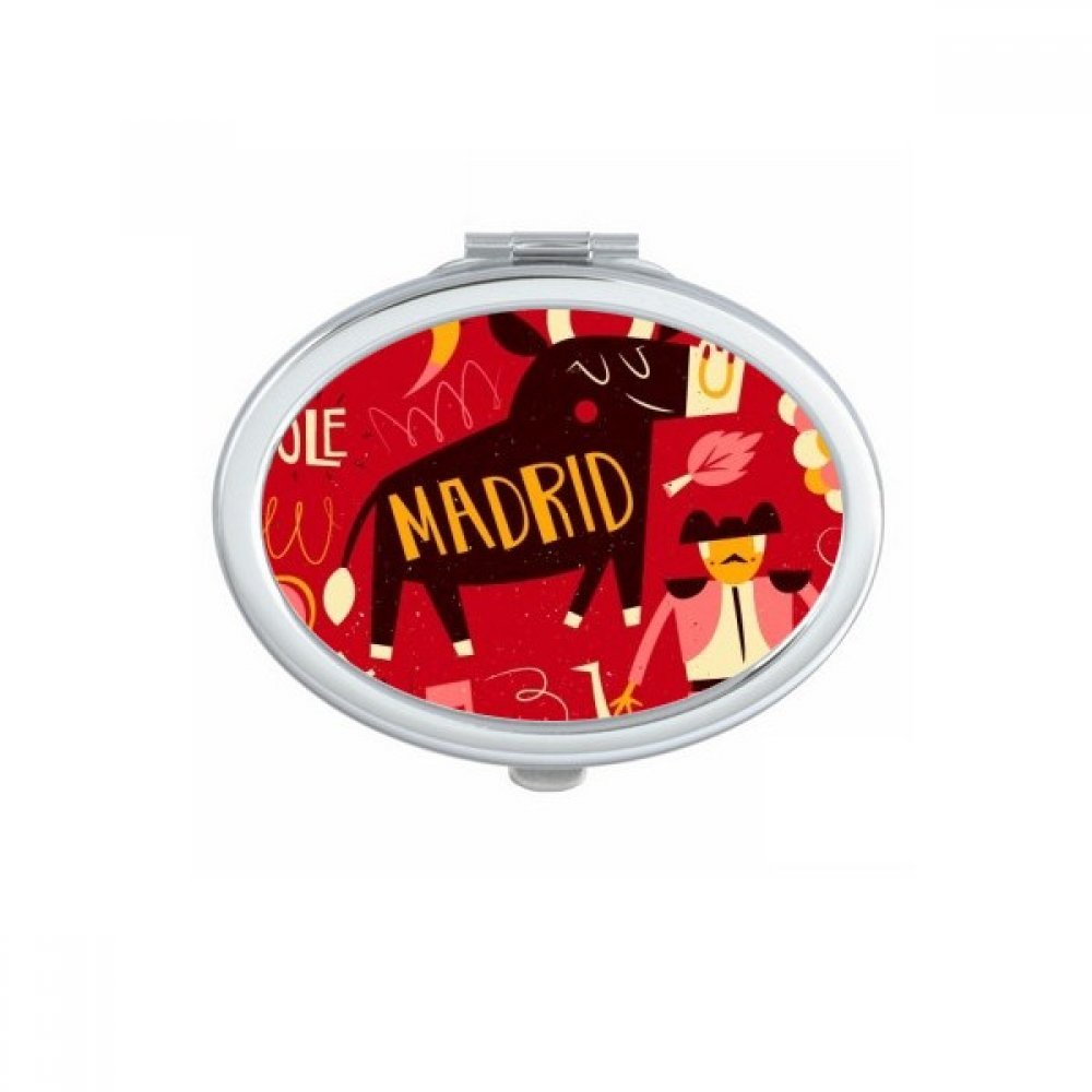 Miroir compact Madrid Corrida musique fiesta, miroir de poche de maquillage ovale multicolore