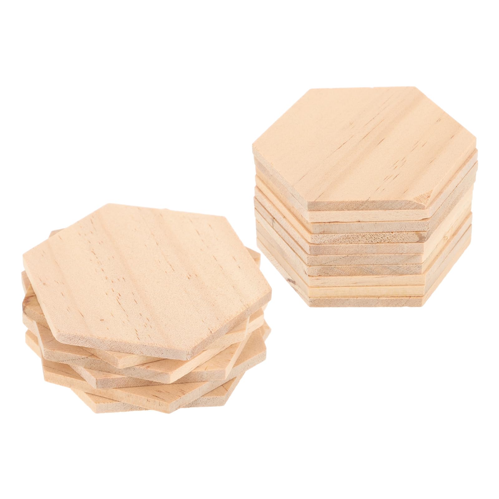 Sechseckige Holzscheiben 25 Stück Packung Unbehandelt Beige | Glatte Oberfläche, zum Beschriften oder Bemalen, 3, 54x3, 54x0, 20 Zoll, für Hochzeit und Weihnachtsdeko