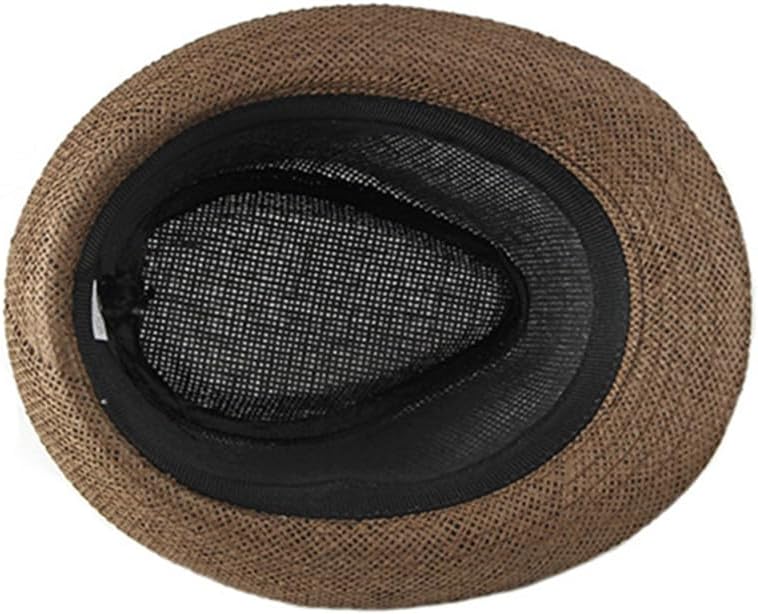 SIQITECHNO Straw Fedora Sun Hat Straw Cowboy Hat for Women Men Classic Short Brim Fedora Trilby Roll Up Panama Jazz Beach Cap - Image 8
