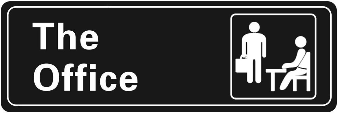 The Office Sign Self-Adhesive Acrylic Sign for Door or Wall 9 X 3 Inch Name Plate for Your Office (Black and White)
