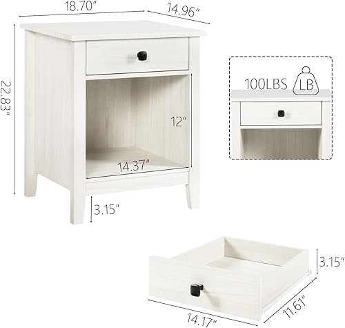 Miniatura 3 de LTMEUTY Juego de 2 mesitas de noche para dormitorio juego de mesita de noche de madera con cajones mesita de noche mesita de noche alta con 2