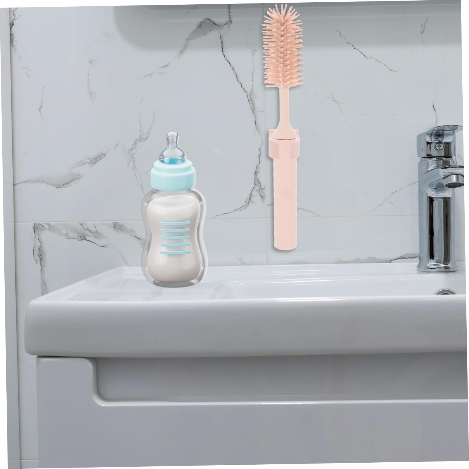 SOLUSTRE Spazzola Elettrica in Silicone Ad Alta Efficienza Per Biberon Spazzole Flessibili Per Biberon Per Una Pulizia Rapida E Sicura
