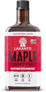 Lakanto Sugar Free Maple Syrup With Monk Fruit & Erythritol For Pancakes, Waffles, Oatmeal, Coffee, Tea, Granola, Frosting & Dressing, Zero Sugar, Keto, Vegan, Gluten Free, 1 G Net Carbs, 13 Fl Oz