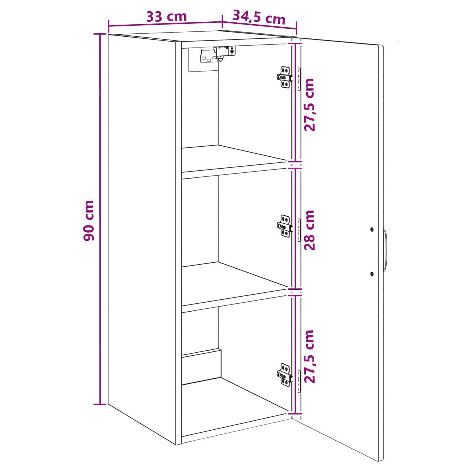 vidaXL Armoire Murale 33 x 34,5 x 90 cm Bois d'ingénierie Blanc