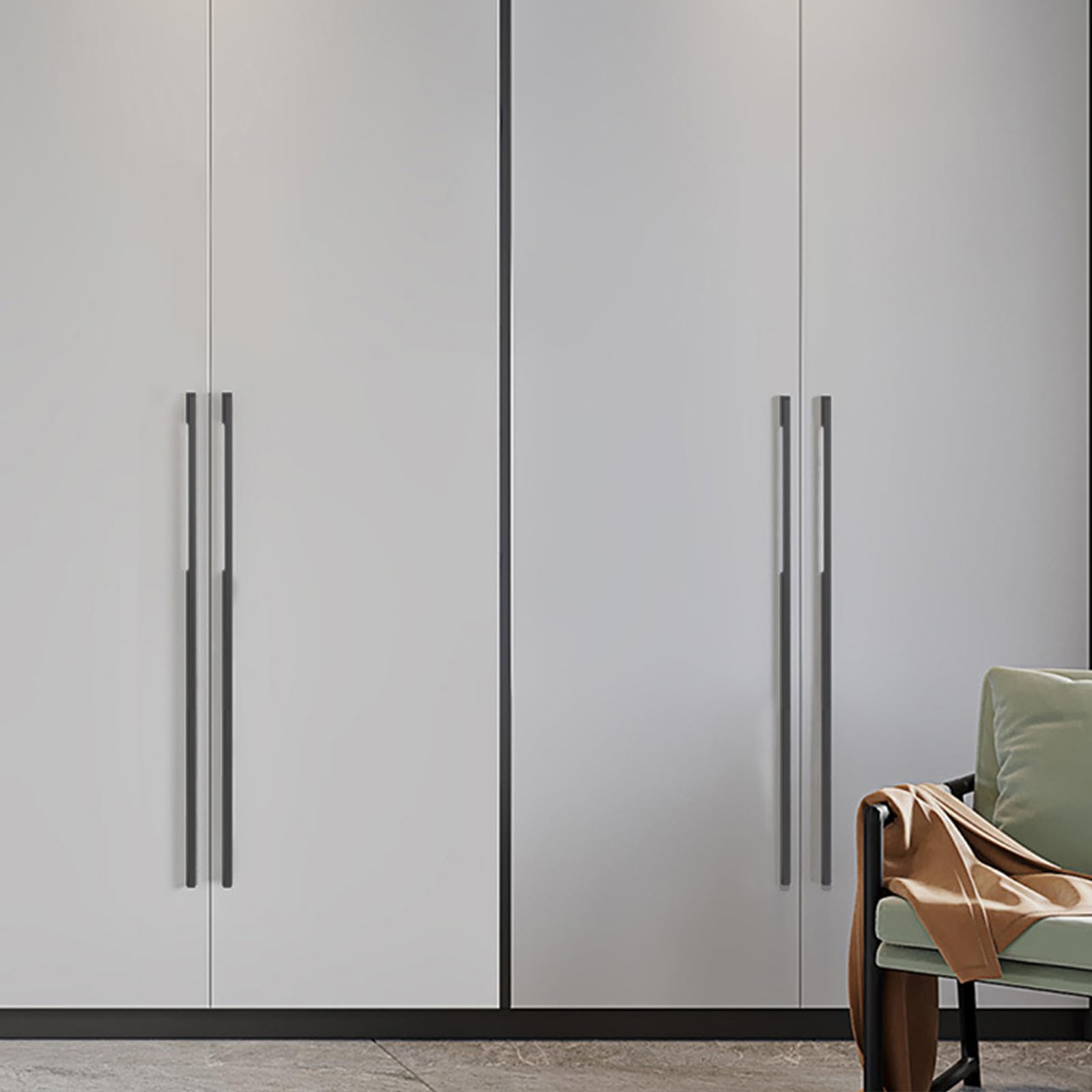 Griffe für Schränke Grau Lang,2 Griffe Küche Modern Massive Aluminium | Eloxierte Oberfläche Bügelgriff Lochzentren: 96 - 1160 mm Schubladengriff für Kleiderschrank Schublade Küche 960mm/37.8in