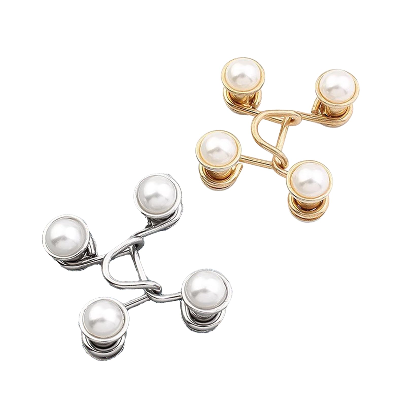 4 Pcs Waist Tightener Clips,Waistband Tightener,Pearl Jean Button Pins,Removable Trouser Waist Tightener, Easy To Tighten Waist,for Jeans Skirts Trousers for Women