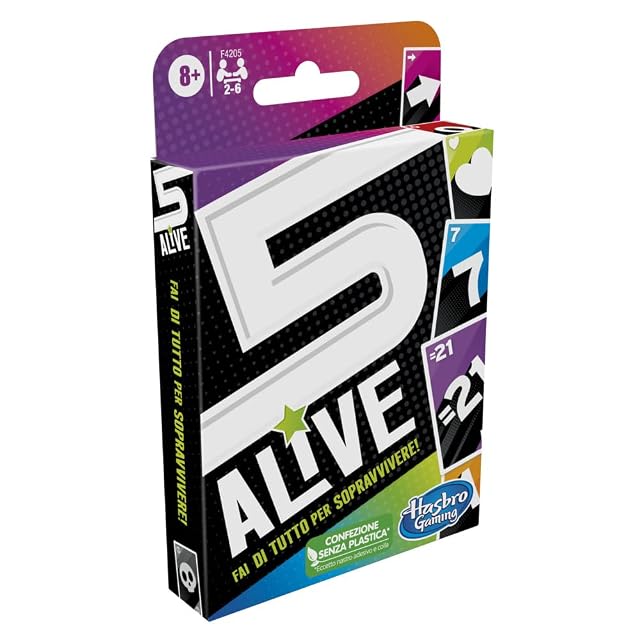 Foto 2 de 6 de Hasbro Gaming Juego de Cartas 5 Alive, Juego rápido para niños y familias, Juego Familiar, Italiano