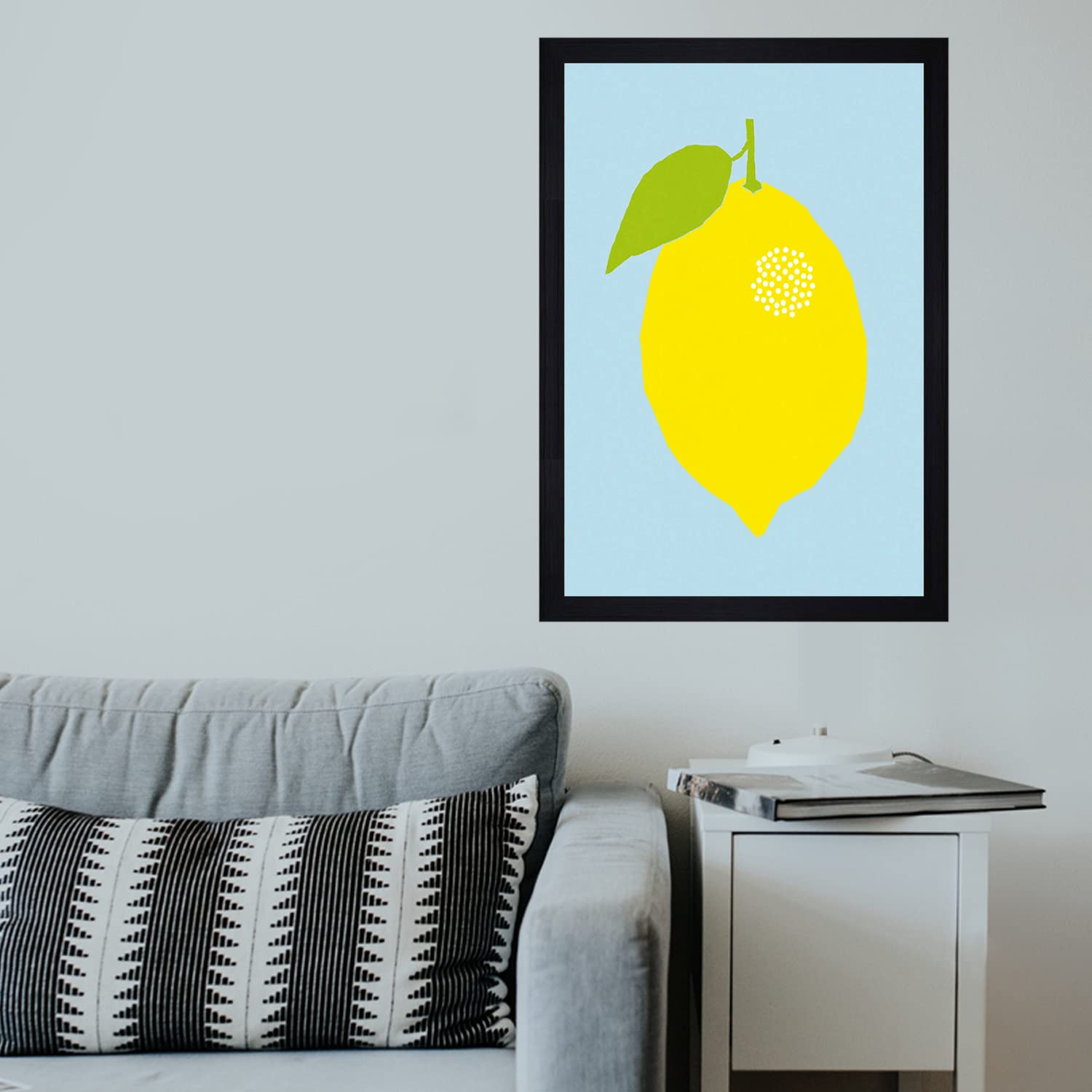 Chaque Decor Fresh Lemon Kids Textured Paper Framed Art Print for Kids Room | Wall Photo Frame for Wall, Living Room, Home, Office, Decoration (13x19 Inch)