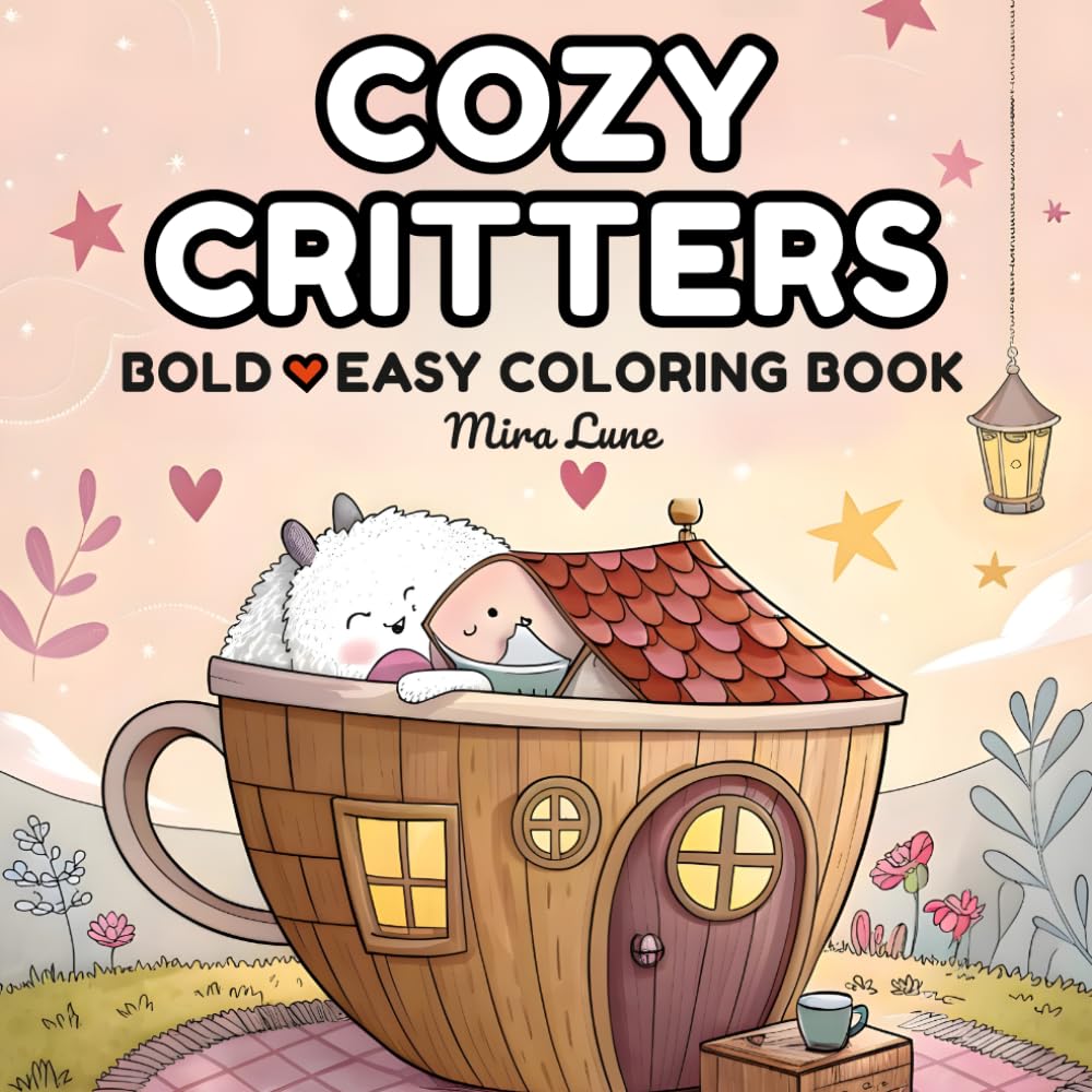 Cozy Critters: A Wholesome Animal Activity Coloring Book (BOLD ♡ EASY)
