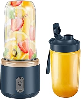 Portable Blender Rechargeable Blender Smoothie Maker with 6 Blades 400ml Mini Blender for Shakes and Smoothies Juice Mixer Blender with Lid for Travel Juice Shakes (blue)