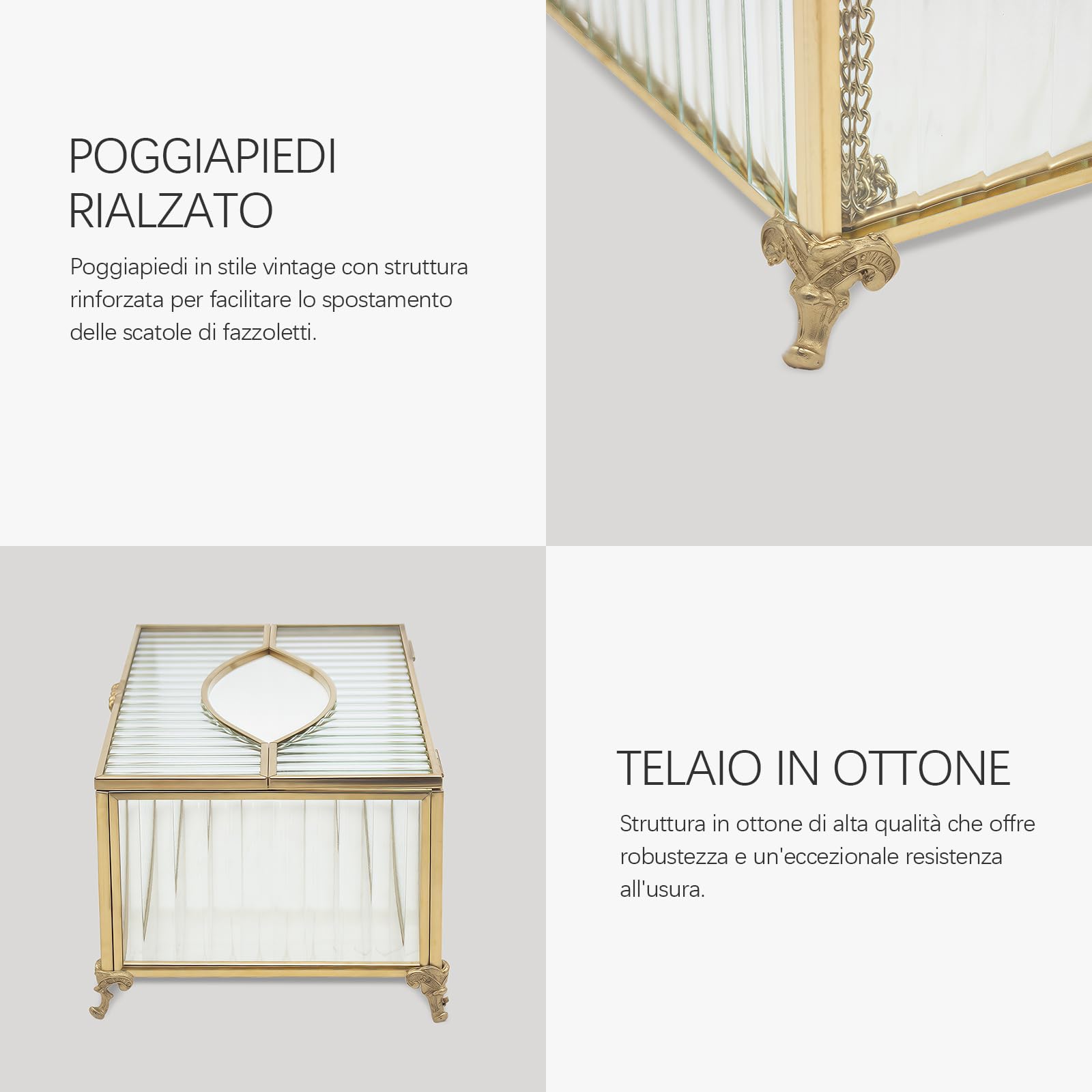 Fazzoletti di Carta Box, SLHEQING Porta Fazzoletti Rettangolare, Scatola Fazzoletti in Vetro, Portafazzoletti da Tavolo per Comò, Bagno, Hotel, Restaurant, Büro