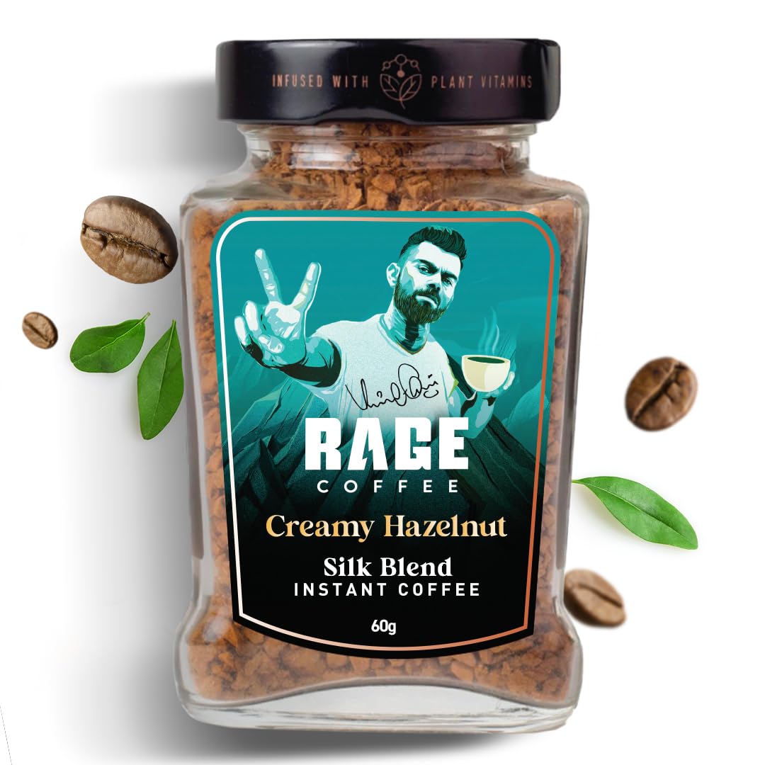 RAGE COFFEEFlavoured Instant Coffee | Creamy Hazelnut Silk Blend 50 GMs | 100% Pure Coffee | Premium, Bold & Smooth