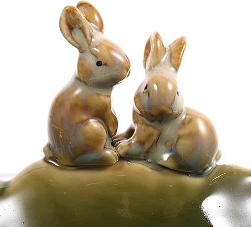 Miniatura 4 de BESTonZON Jabonera de cerámica con forma de conejo jabonera para manos protector de llaves de entrada soporte de jabón autodrenante plato de conejo