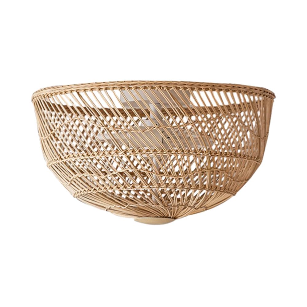 OZBMA Rattan Basket Semi Flush Mount Ceiling Light Fixture Hand Woven Dome Cage Shade Lamp Lighting Boho Rustic Fixture, Farmhouse Chandelier for Hallway Bedroom Kitchen Entryway (size_name 50CM)