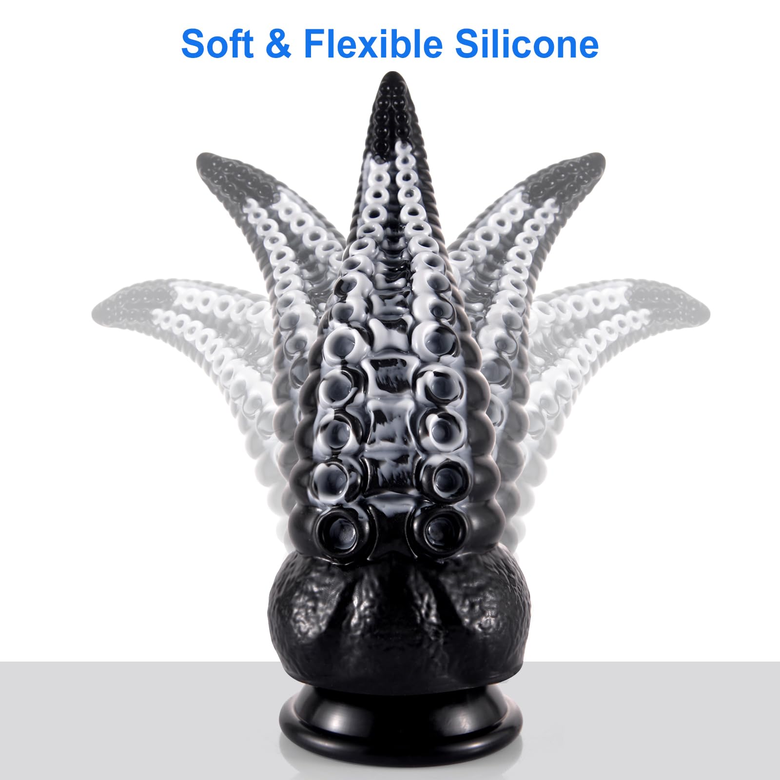 Tentacolo Dildo realistico in silicone con a forte ventosa per gioco a mani libere, 22cm Pene dildo anale Enorme, Grande Mostro Massaggiatore della prostata, Nero Bianco