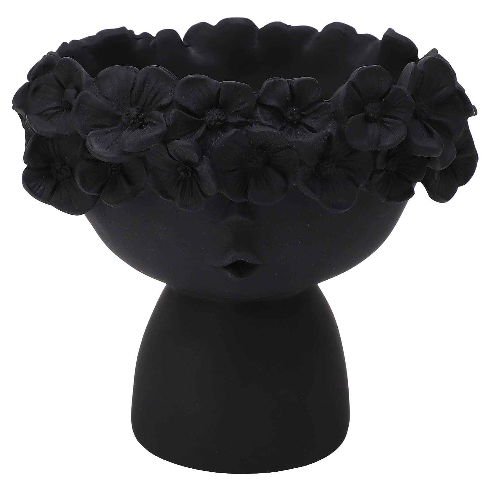 Vaso Portafiori In Resina A Forma Di Testa - Nero - Decorazione Per Piante Grasse E Cactus - Ideale Per Casa E Ufficio