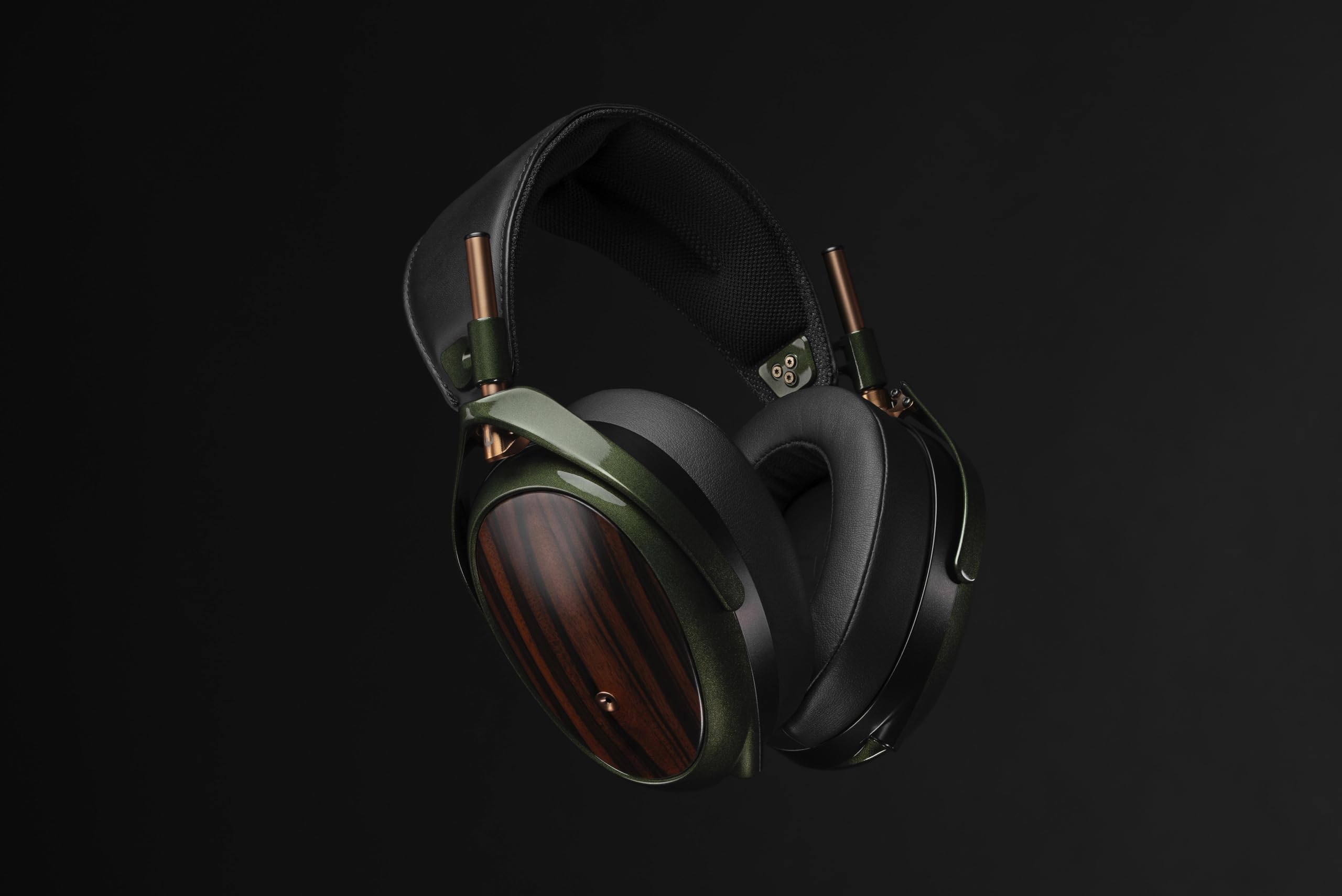 MEZE Audio Strada | Auriculares dinámicos con cable para audiófilos | Auriculares dinámicos de madera de ébano Macassar | Almohadillas magnéticas desmontables | 2 cables OFC trenzados incluidos