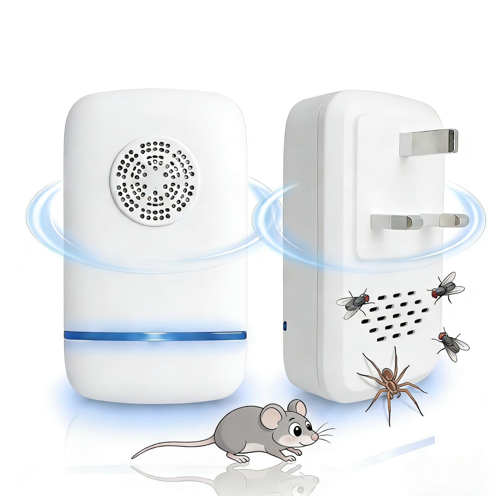 2Pack Ultrasonic Pest Repeller Plug-In for Indoor Use Highly Effective Electronic Control for Mosquitoes Ants Spiders Cockroaches Bed Bugs Fleas Rats and More Safe for Humans and Pets
