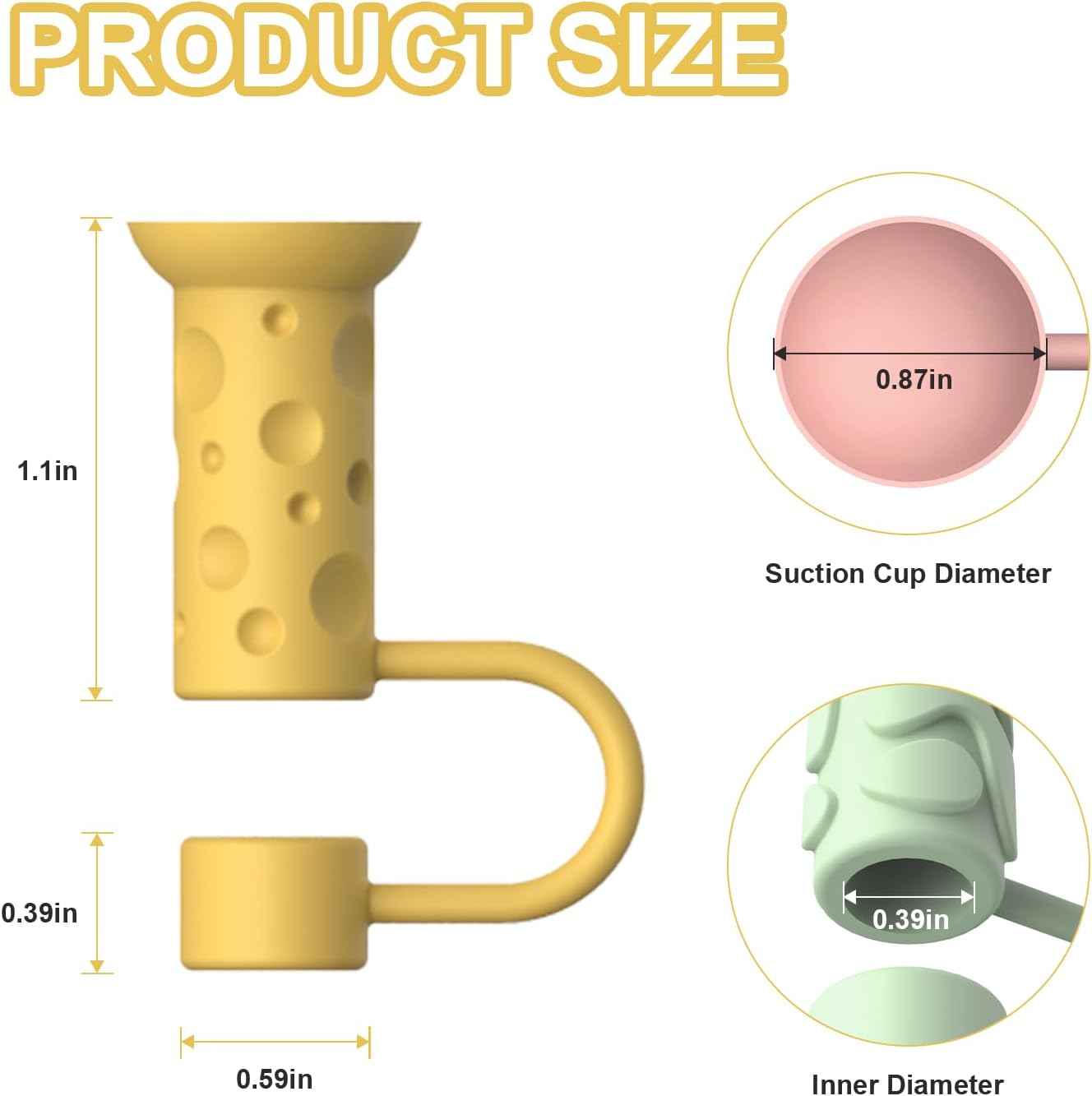 YOTIME Silicone Straw Covers Cap, 6 Pcs Reusable 0.39in/10mm Suction Cup Straw Toppers for Stanley Cup 40 30 oz, Multicolor - Image 2