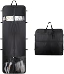 Syeeiex 50" Sacs de vêtements portables, Sacs pliables de vêtements de suspension pour les voyages avec 6 Poches, Sac de voyage en tissu Oxford Durable, Noir