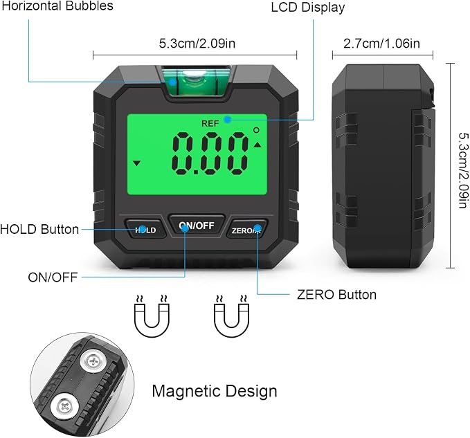 Buscador de ángulos digital portátil con base magnética miniatura 8