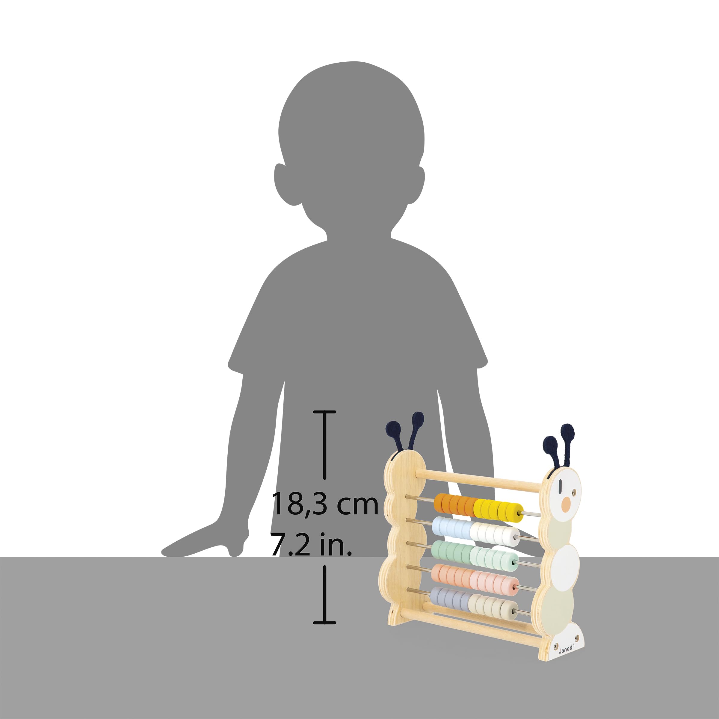 Abaco Janod In Legno - Giocattolo Educativo Con 50 Perline Colorate Per  Bambini Da 18 Mesi, image size:2400x2400