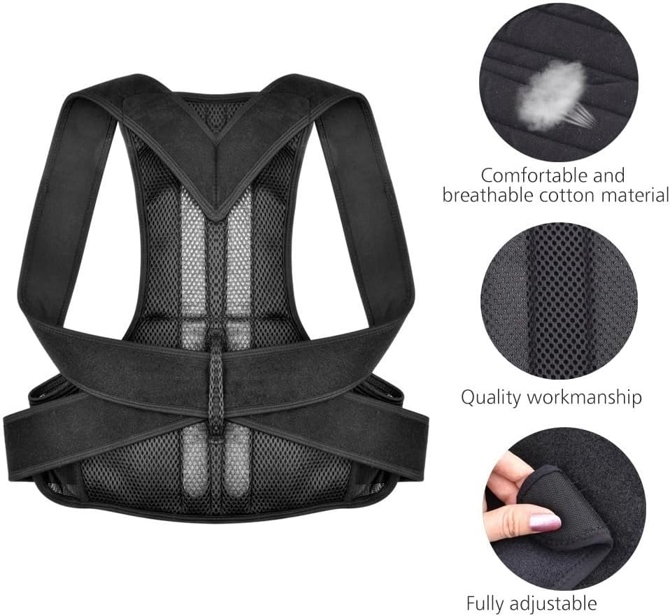 XS-5XL Waist Back Posture Corrector Adjustable Full Back Support Belt Lumbar Brace Spine Support Adults Vest Posture Trainer Comfortable Relieve Back Pain(Medium)