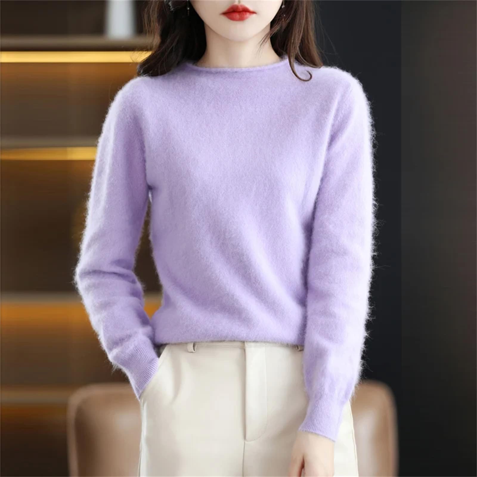 Maglione da Donna Autunno E Inverno con Scollo A O, Top Casual Lavorato A Maglia Allentato