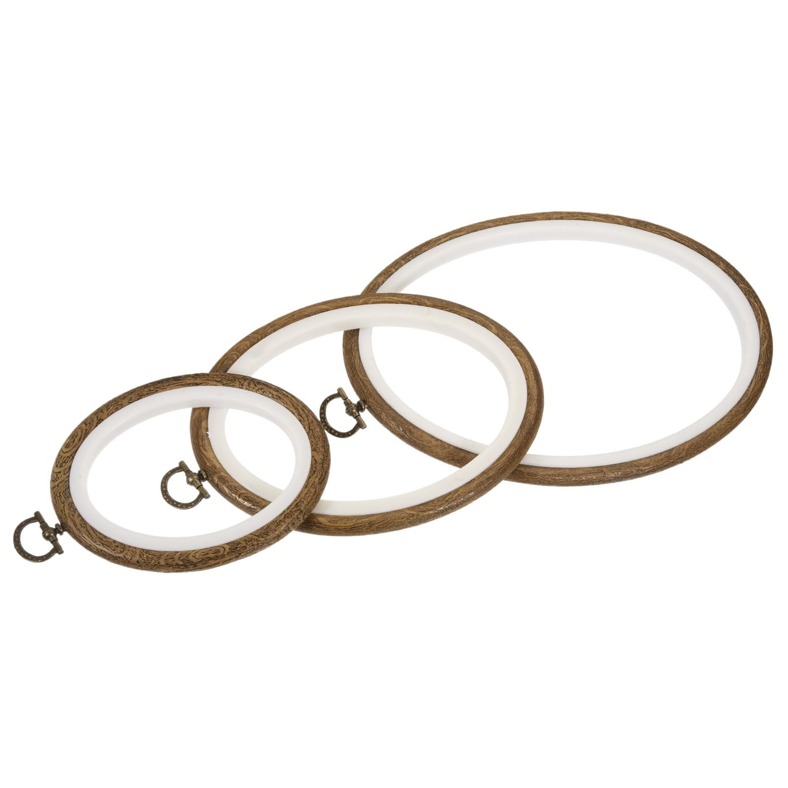 Bestubuy Embroidery Hoops Set, 4 Sizes Oval Frames with Brass Clasps, White Inner Ring-image-19