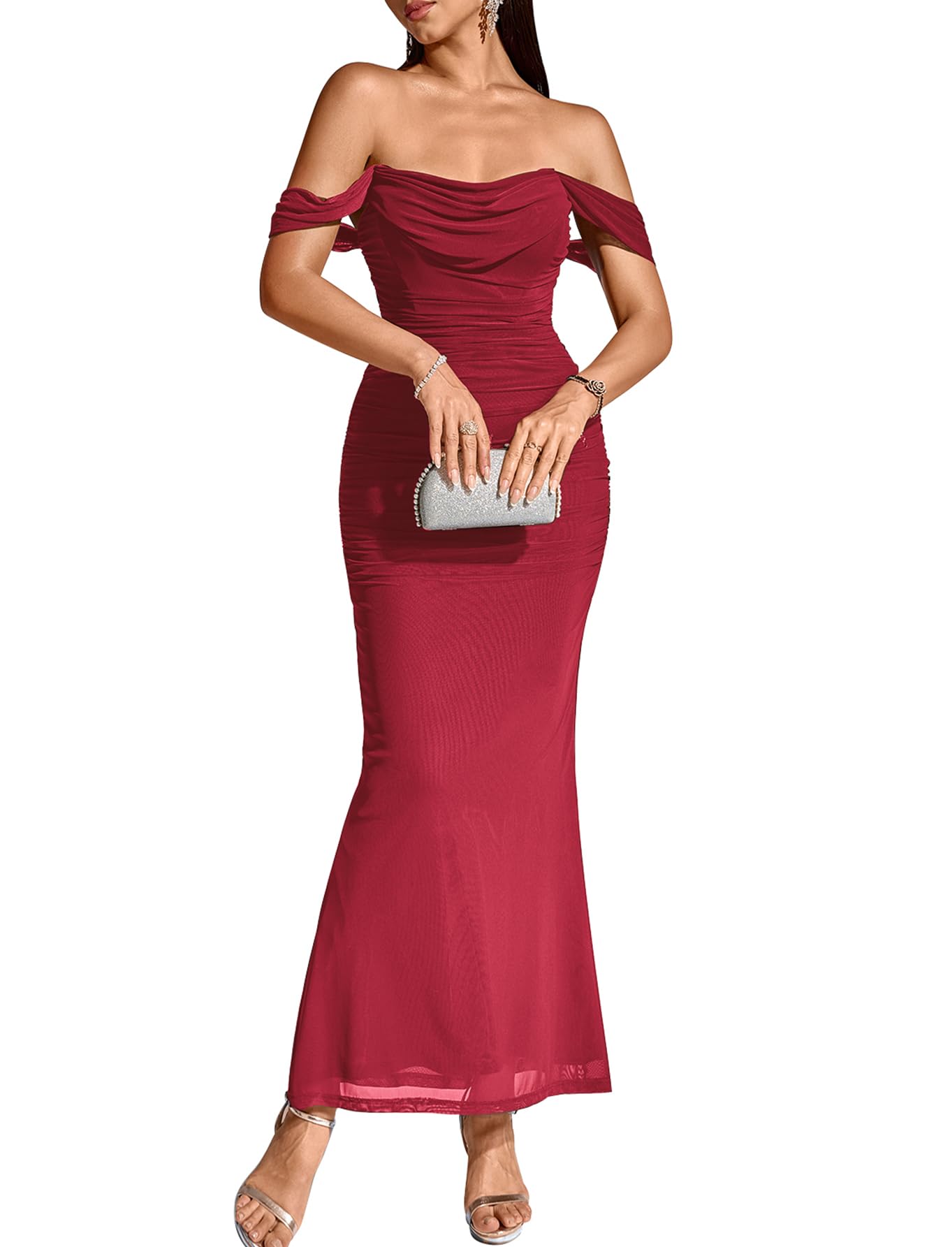 Photo 1 of KUTUMAI Women's Off Shoulder Corset Maxi Dress