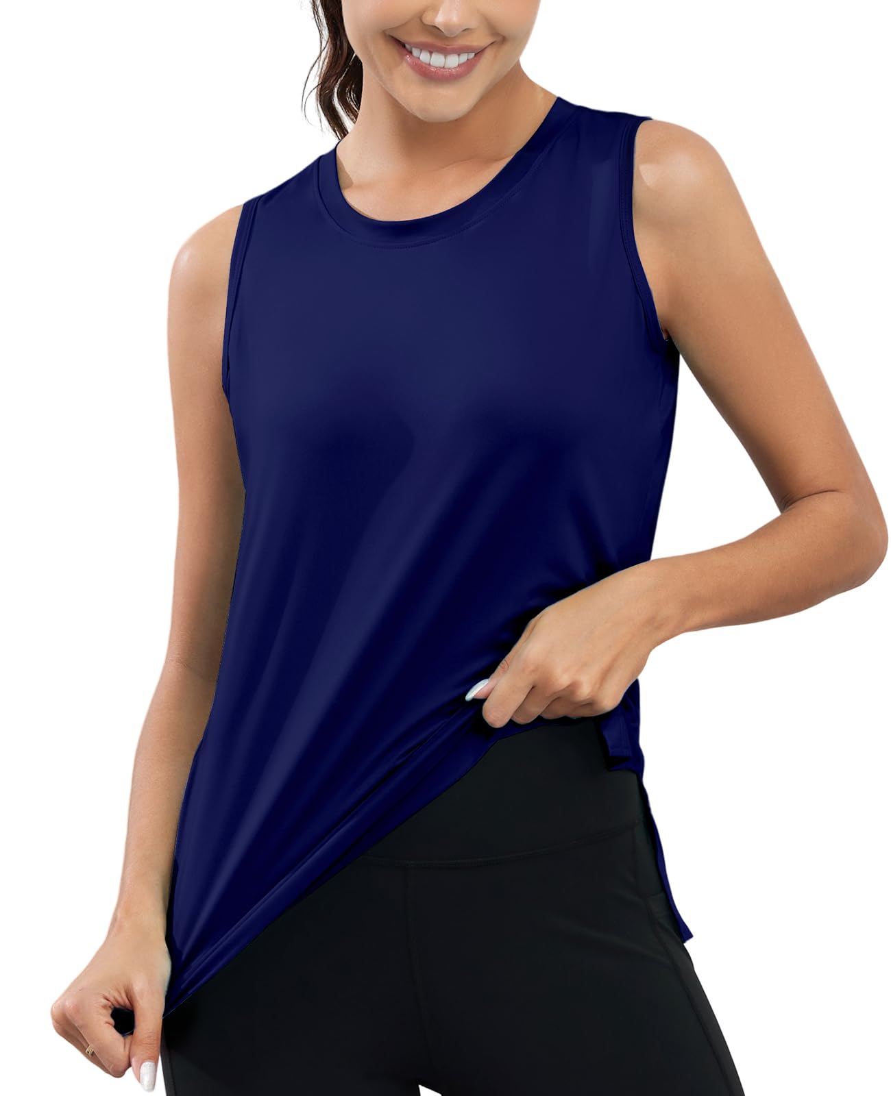 KevaMolly Workout Tank Tops for Women UPF50+ Breathable Athletic Running Shirts Sleeveless Tank Yoga Tops with Slit