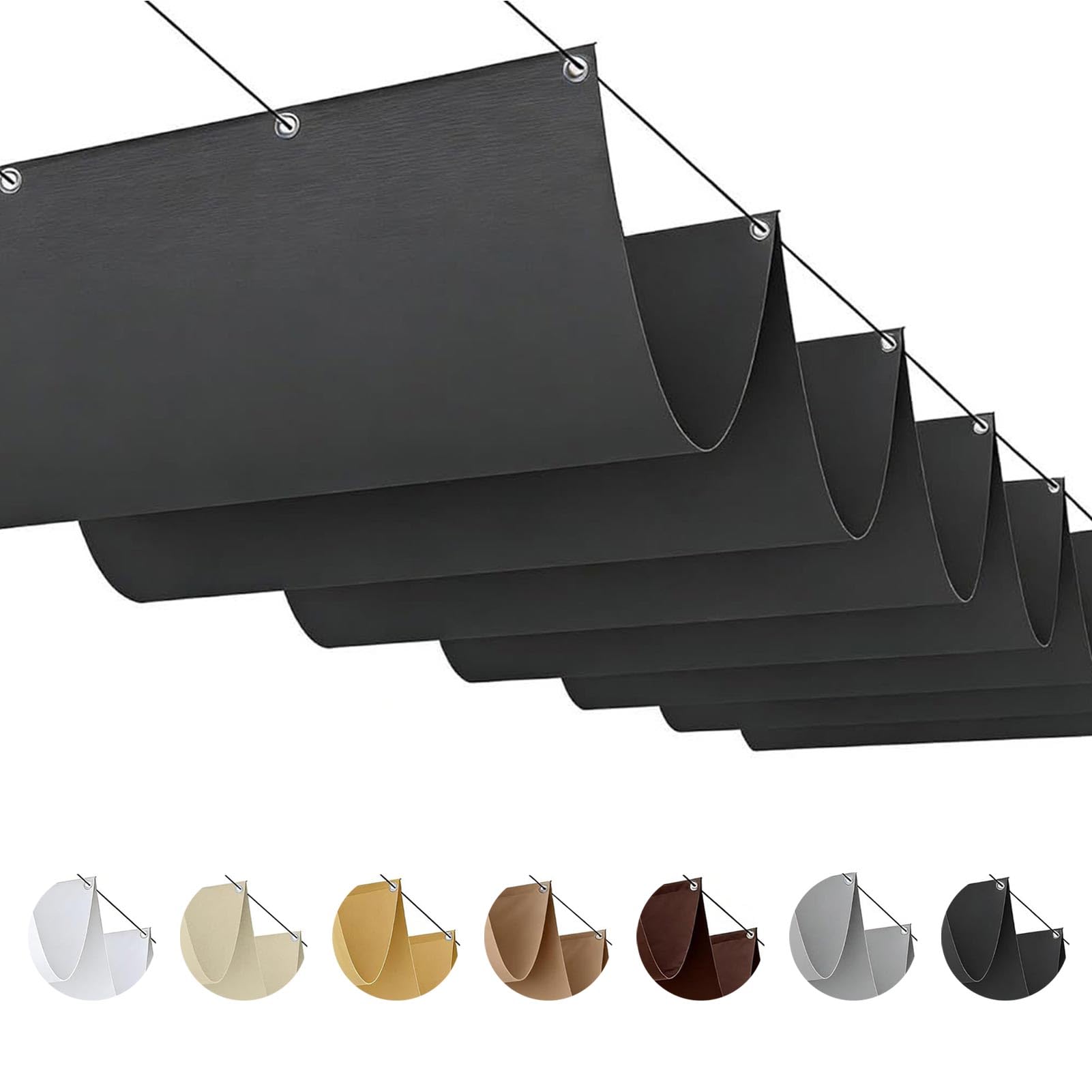 Voile d'ombrage rétractable imperméable et résistant pour pergola et terrasse de jardin