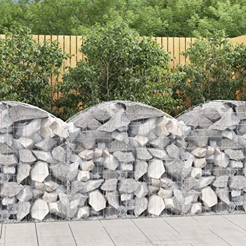puraday Cesta de Gaviones 100x50x80/100cm Vallas de Gaviones Gavión de Piedra Separador de Pared Gaviones de Jardín Muro Gaviones Cestas de Gaviones Forma Arco Hierro Galvanizado Ganchos de Gaviones