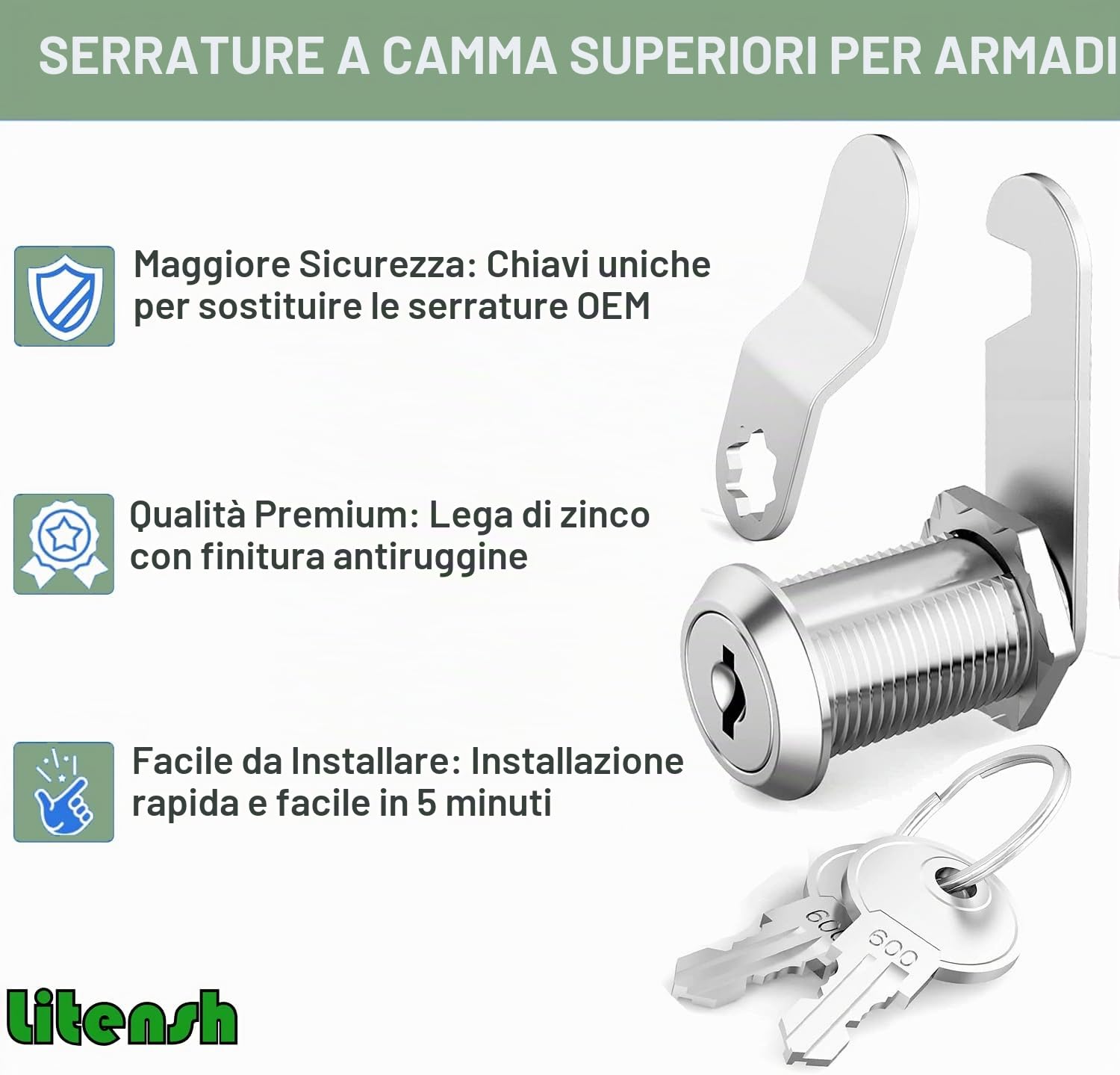 Serratura per cassetta postale, 25 mm serratura a camma con chiave, serratura per cassetti credenza, serratura per armadietti, serrature per armadietto,serratura per mobili