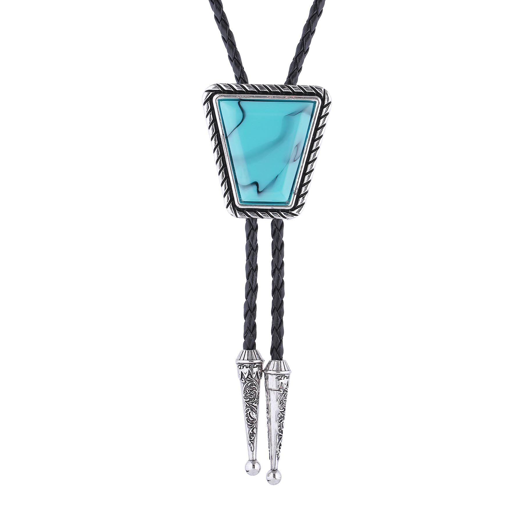 Bolo Tie for Men Women Cowboy Turquoise Celtic Natural Tiger Eye Stone Longhorn Bull Western Leather Bolo Necktie