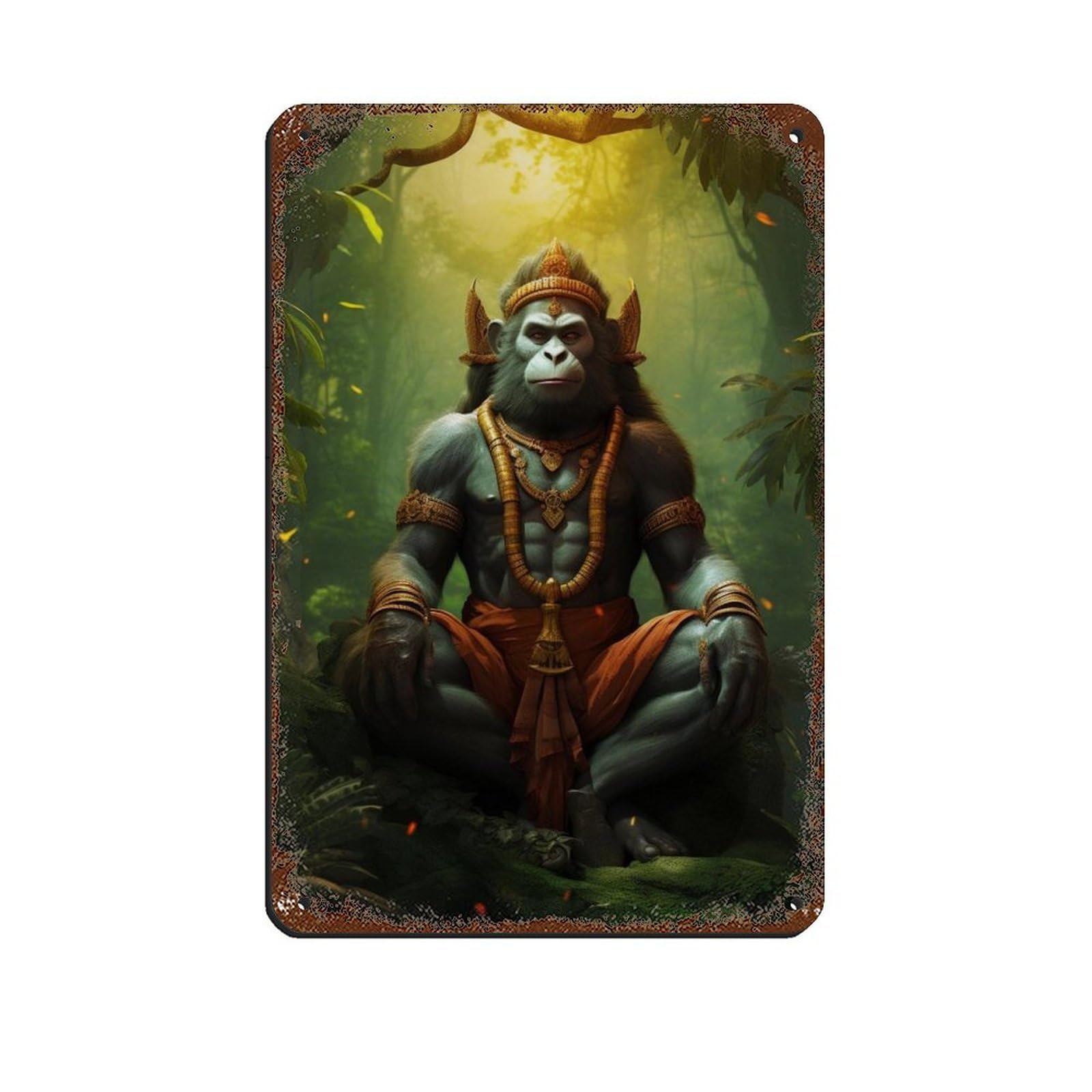 Hanuman Art-Hindu Art (3) Tin Sign Vintage Metal Pub Club Cafe Bar Home Wall Art Decoration Poster Retro 8x12inch(20x30cm)