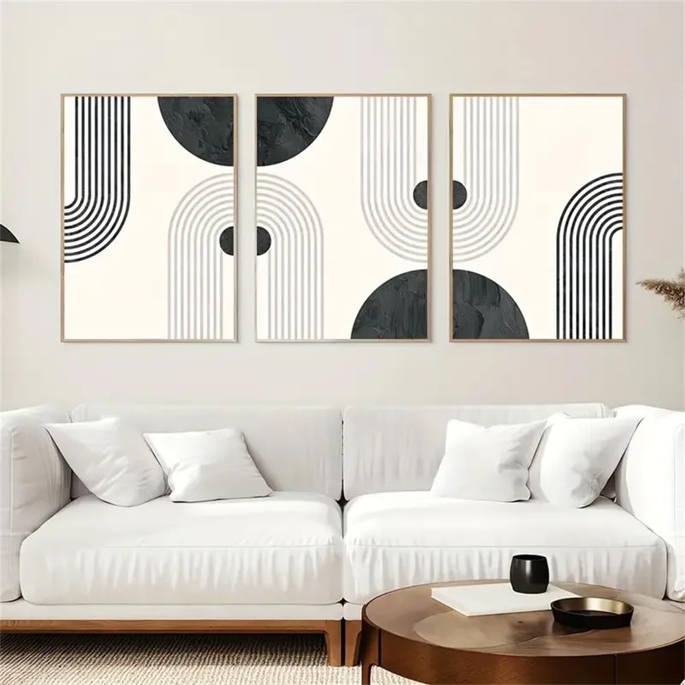 Wuhbcz White Canvas Paints-Abstract Mid Century Retro Poster Canvas Print Geometry Art Minimalist Painting Wall Picture For Living Room, Bedroom Room Decoration-60 * 70Cm/3Pcs (No Frame)
