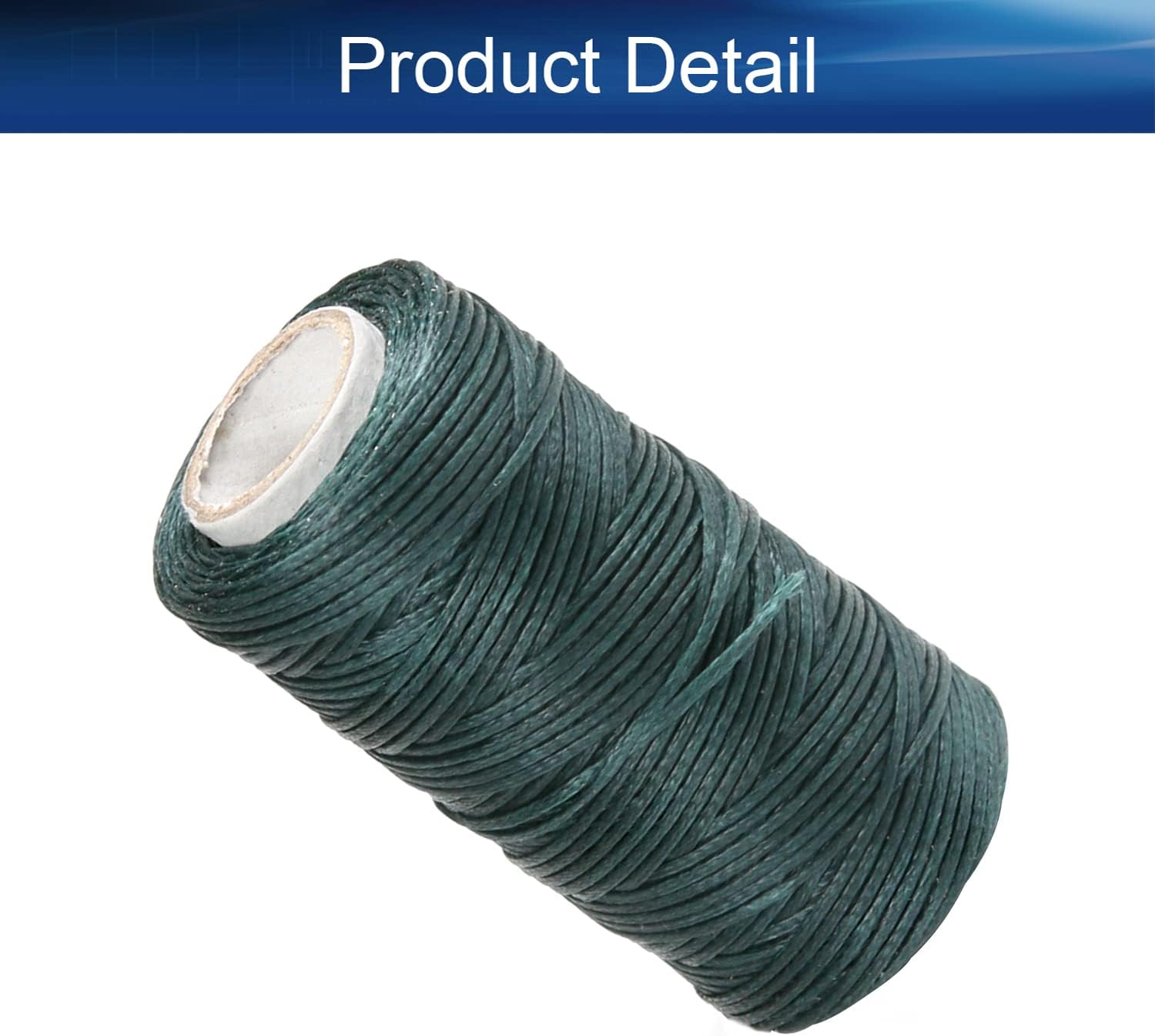 Auniwaig Sewing Waxed Thread, Leather Sewing Flat Waxed Thread String, 50M Blackish Green Wax String for Leather, Sewing, Craft, DIY - Image 4