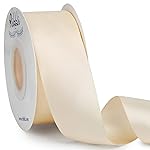 Ribbli Cream Double Faced Satin Ribbon,1-1/2 x Continuous 25 Yards,Use for Bows Bouquet,Gift Wrapping,Wedding,Floral Arrangement