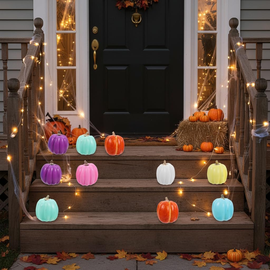 Healifty 人工カボチャ7個セット カラー収穫 本物そっくり フェイクフォームパンプキン 秋 秋 ハロウィン ホーム 感謝祭