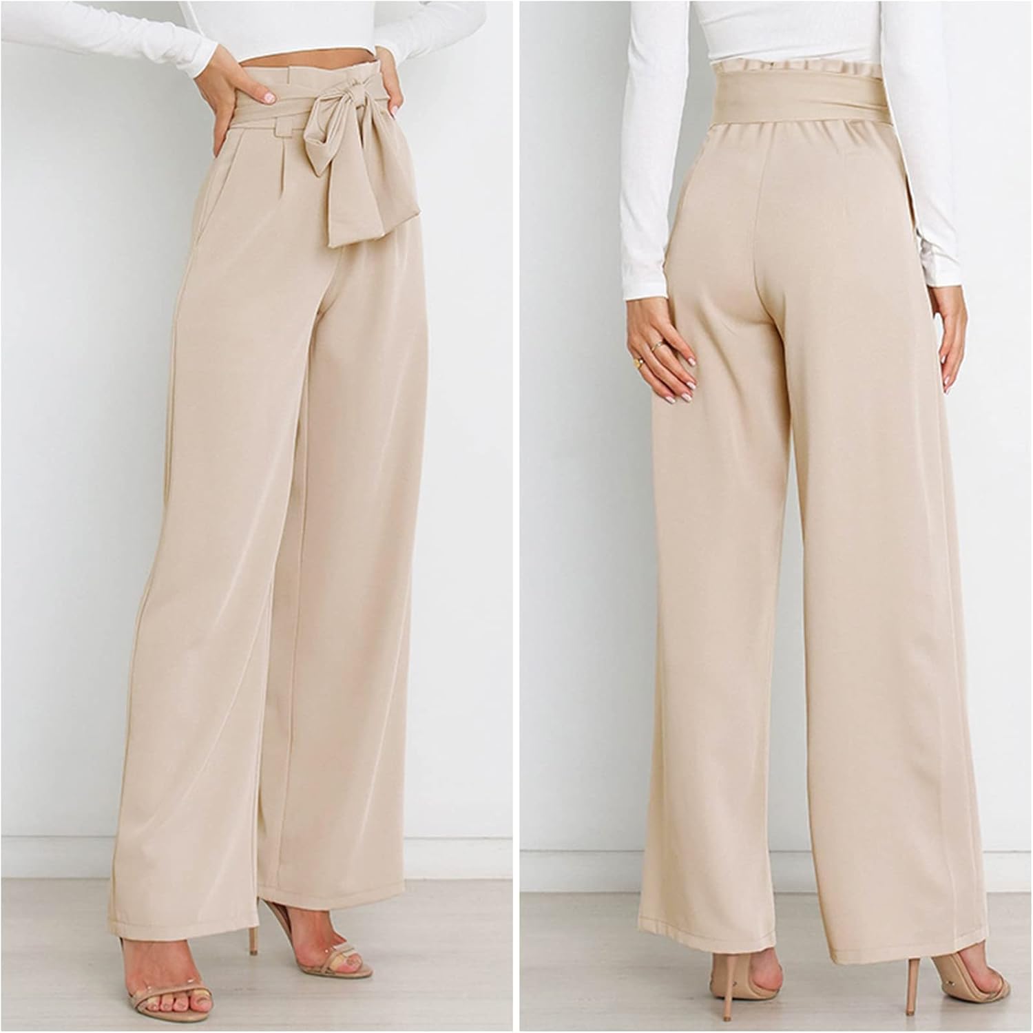GUOLEZEEV High Waist Wide Leg Pants for Women Business Casual Outfits Dress Pants - Image 4