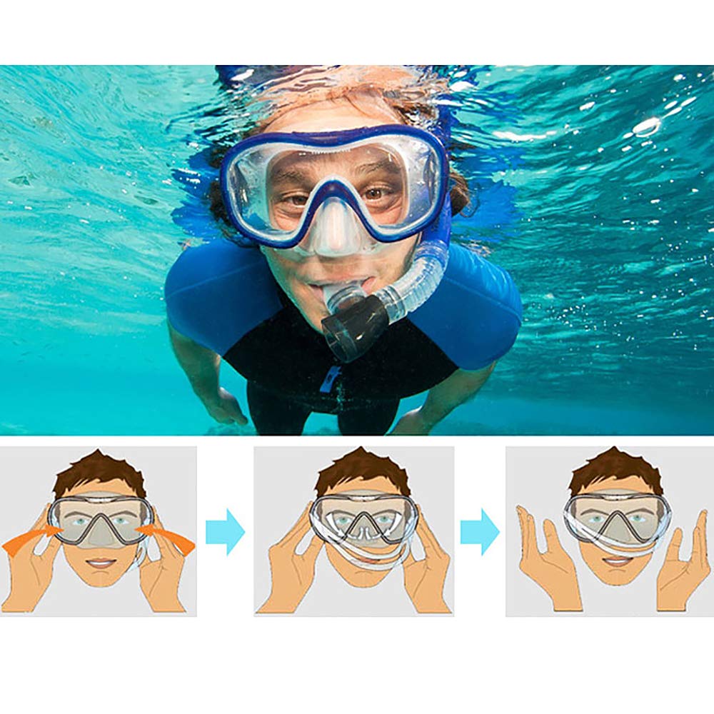 Set boccaglio nero per adulti e giovani Maschera subacquea anti-appannamento anti-perdite con ampia visuale