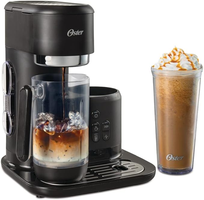 Oster cafetera frappé con licuadora integrada 3 en 1 BVSTDC03B vaso 650ml reutilizable regalo papá